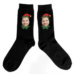 Personalized Photo Elf Socks, Custom Face Christmas Crew Socks thumbnail 5