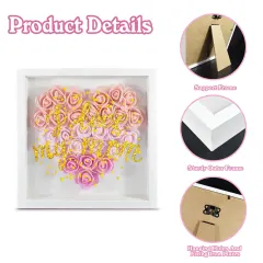 Heart-Shaped Flower Shadow Box 12"-Pink thumbnail 3