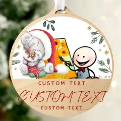 Personalised First Christmas Photo Ornament, Tiny Tatty Teddy Wooden Decoration thumbnail 2