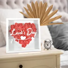 Heart-Shaped Flower Shadow Box 10"-Red thumbnail 1