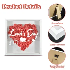 Heart-Shaped Flower Shadow Box 10"-Red thumbnail 3