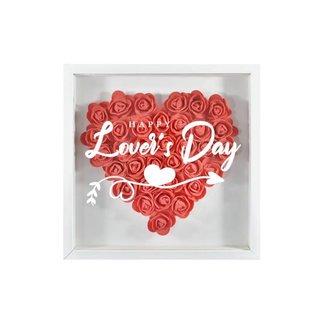 Heart-Shaped Flower Shadow Box 10"-Red — photo 5