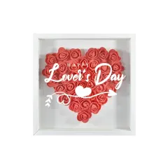 Heart-Shaped Flower Shadow Box 10"-Red thumbnail 5