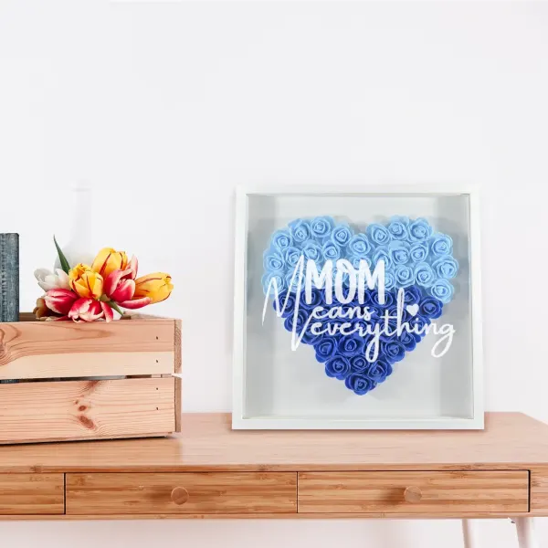 Heart-Shaped Flower Shadow Box 8"-Blue