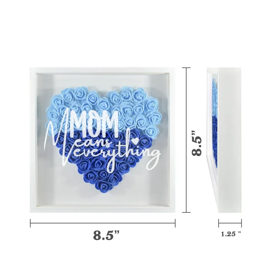 Heart-Shaped Flower Shadow Box 8"-Blue — photo 4