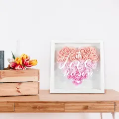 Heart-Shaped Flower Shadow Box 8"-Pink thumbnail 1