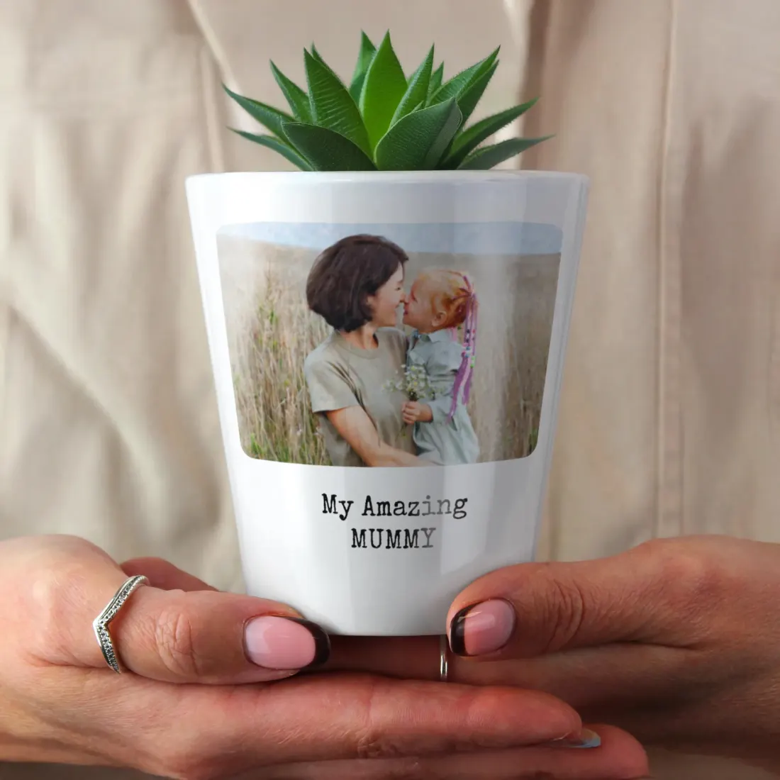 Personalized Photo Plant Pot, Custom Picture Planter with Your Text
