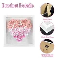 Heart-Shaped Flower Shadow Box 8"-Pink thumbnail 3