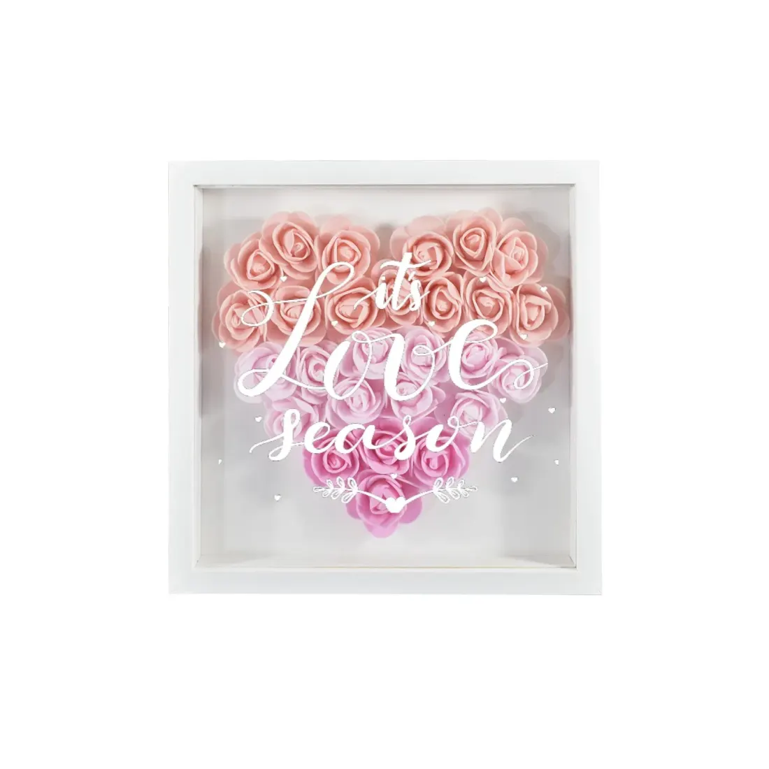 Heart-Shaped Flower Shadow Box 8"-Pink — photo 5