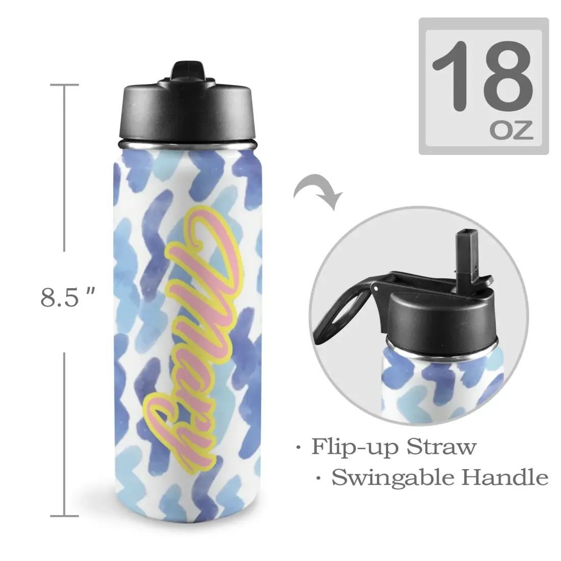 Insulated Water Bottle with Straw Lid (18oz) — photo 3