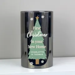 Personalised Christmas Tree LED Candle, Smoked Glass Home Decoration thumbnail 3