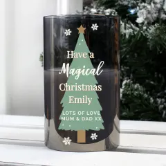 Personalised Christmas Tree LED Candle, Smoked Glass Home Decoration thumbnail 4