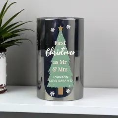 Personalised Christmas Tree LED Candle, Smoked Glass Home Decoration thumbnail 5