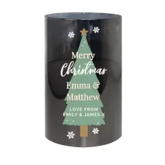 Personalised Christmas Tree LED Candle, Smoked Glass Home Decoration thumbnail 6