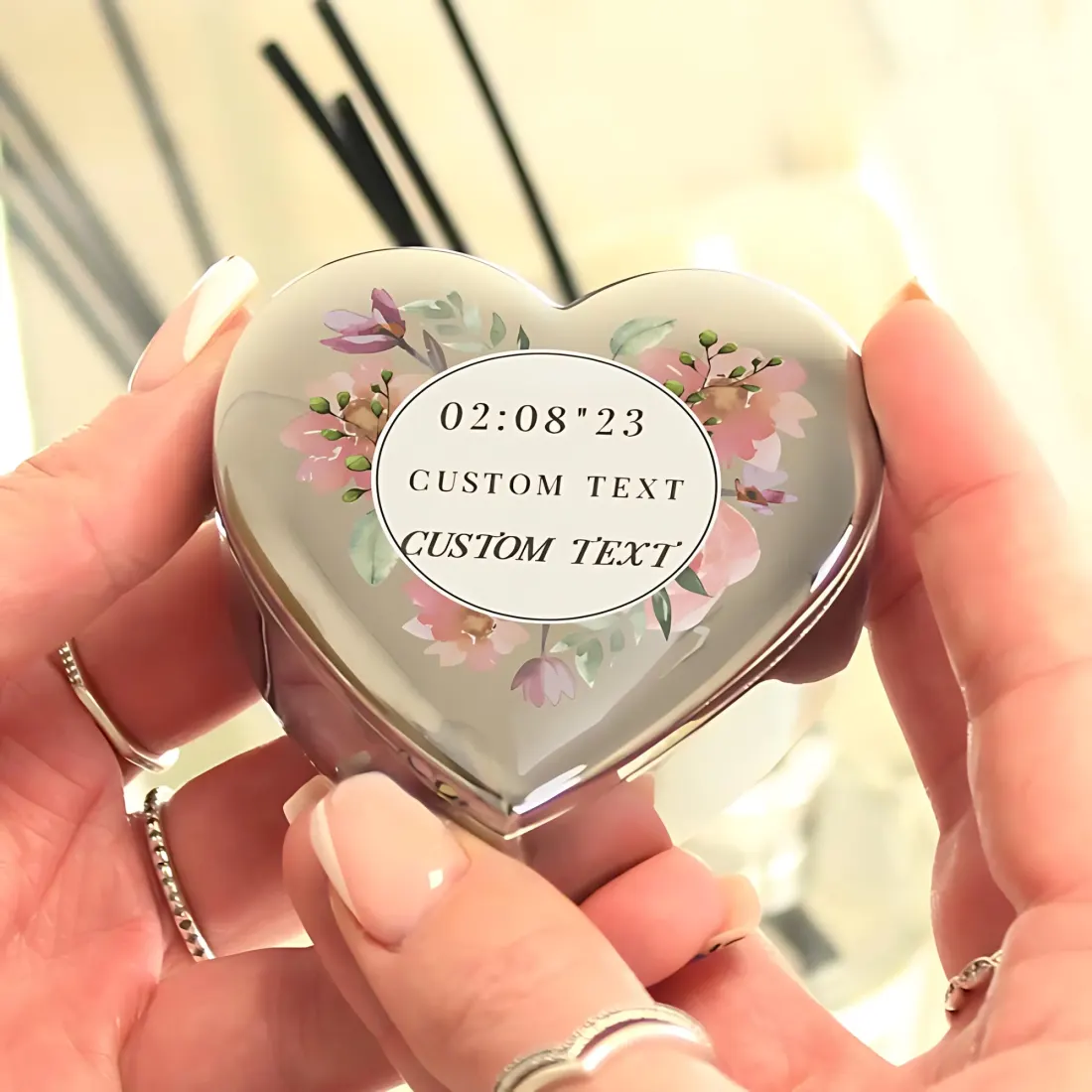 Personalised Floral Heart Trinket Box, Watercolour Jewellery Keepsake — photo 2