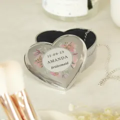 Personalised Floral Heart Trinket Box, Watercolour Jewellery Keepsake thumbnail 3