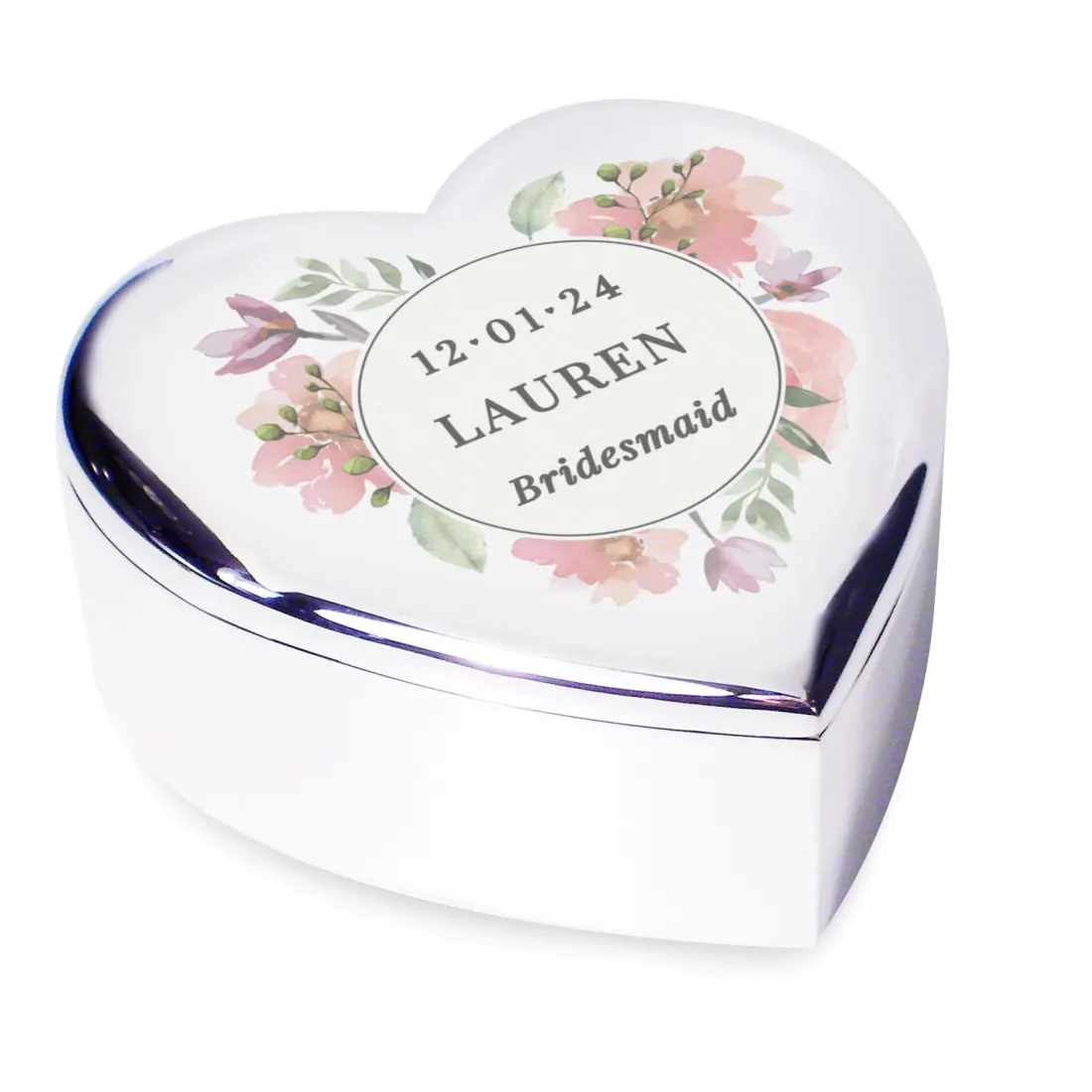 Personalised Floral Heart Trinket Box, Watercolour Jewellery Keepsake — photo 6