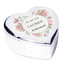 Personalised Floral Heart Trinket Box, Watercolour Jewellery Keepsake thumbnail 6