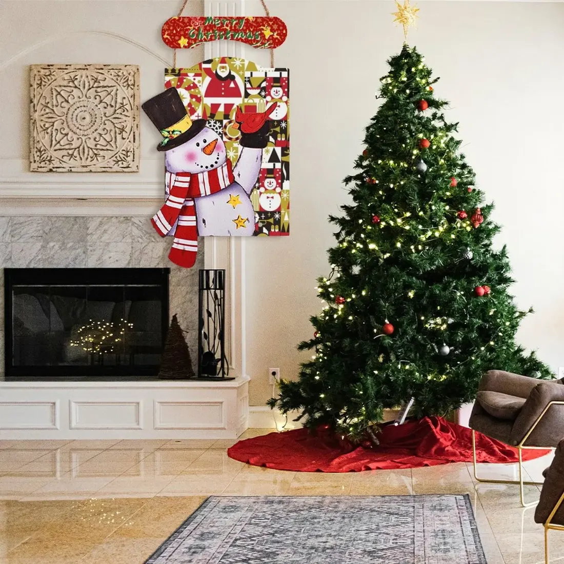 Custom Christmas Snowman Wood Sign — photo 2