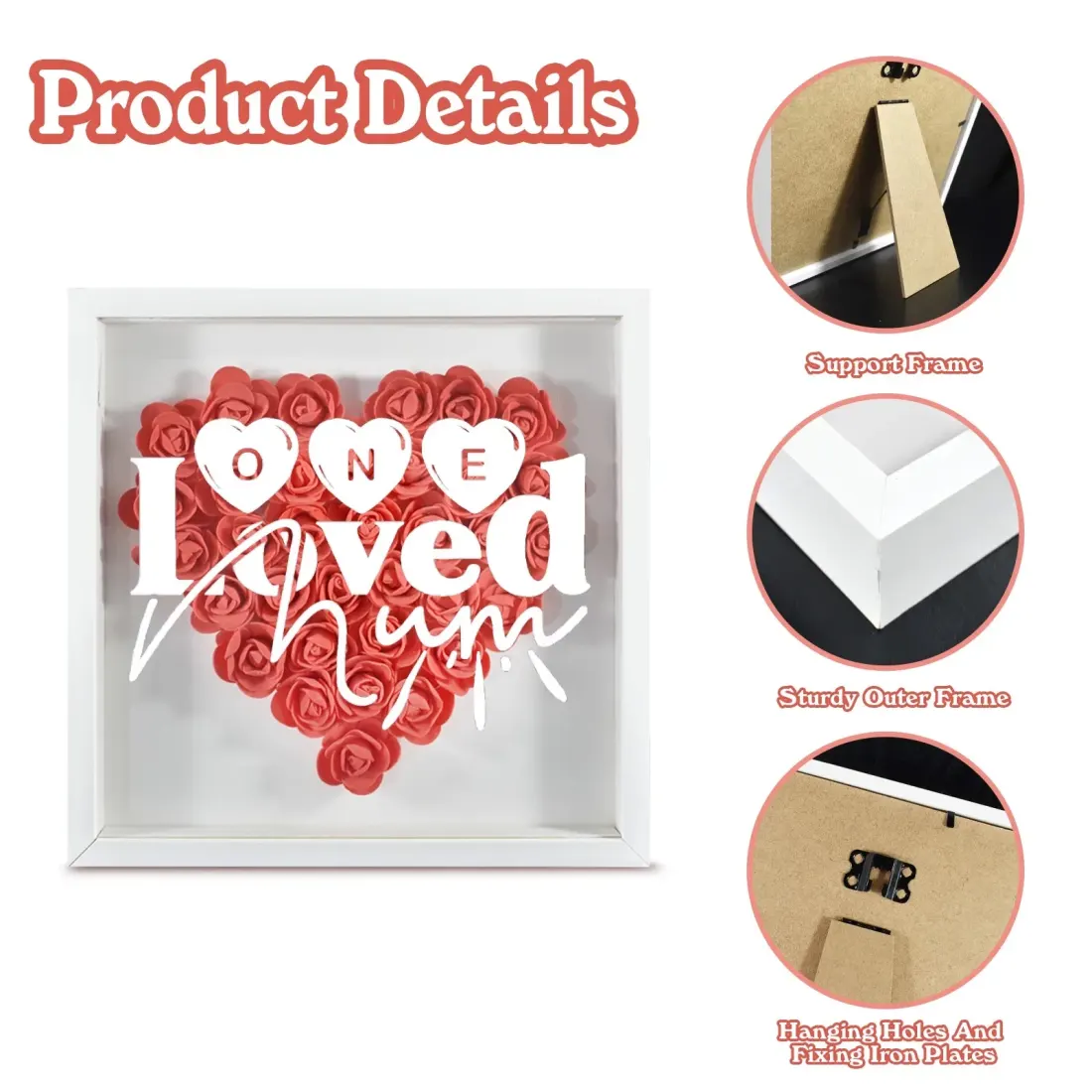 Heart-Shaped Flower Shadow Box 12"-Red — photo 5