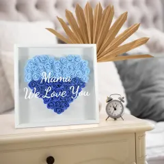 Heart-Shaped Flower Shadow Box 10"-Blue thumbnail 1