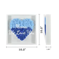Heart-Shaped Flower Shadow Box 10"-Blue thumbnail 4