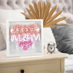 Heart-Shaped Flower Shadow Box 10"-Pink thumbnail 1