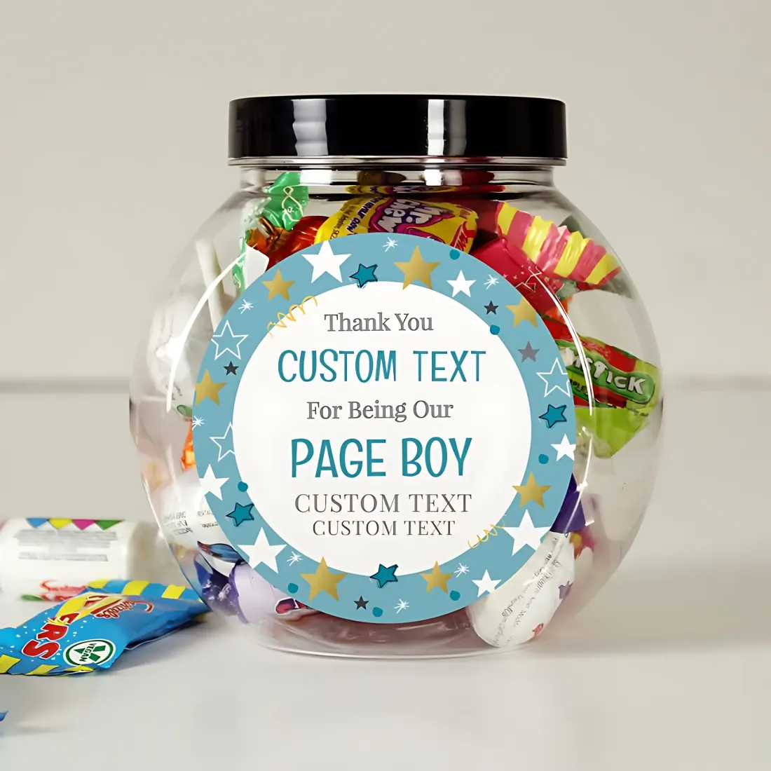 Personalized Page Boy Sweet Jar, Wedding Thank You Gift, Custom Text — photo 2