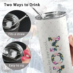 20oz Tall Skinny Tumbler with Lid and Straw thumbnail 4