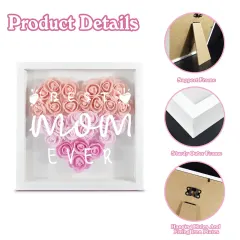 Heart-Shaped Flower Shadow Box 10"-Pink thumbnail 3