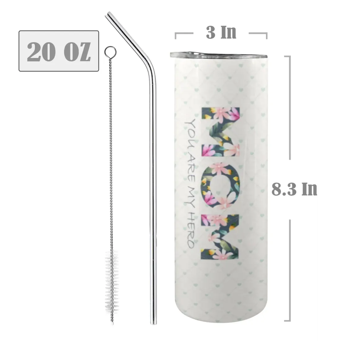 20oz Tall Skinny Tumbler with Lid and Straw — photo 5