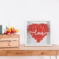 Heart-Shaped Flower Shadow Box 8"-Red thumbnail 1