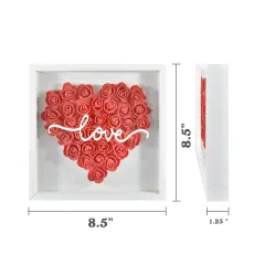 Heart-Shaped Flower Shadow Box 8"-Red thumbnail 4