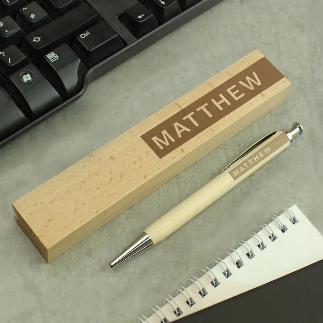 Personalised Wooden Pen Set, Engraved Name Pen and Gift Box — photo 3