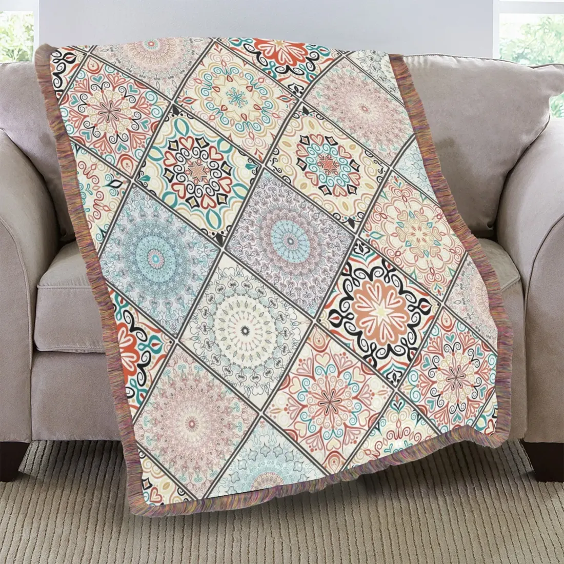 Ultra-Soft Mixed Green Fringe Blanket 30"x40" — photo 2
