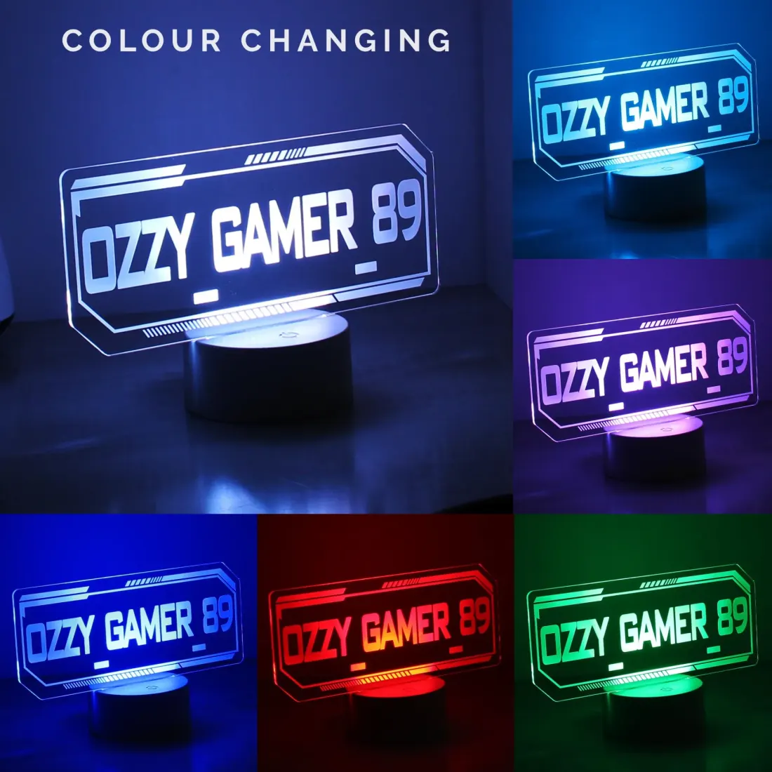 Personalised Gamer Tag LED Night Light, Colour Changing Gaming Lamp — photo 3