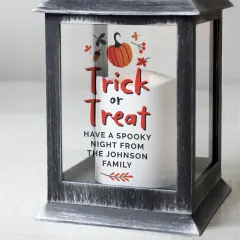 Personalised Halloween Lantern, Custom House Decoration, Engraved Text LED Candle thumbnail 4