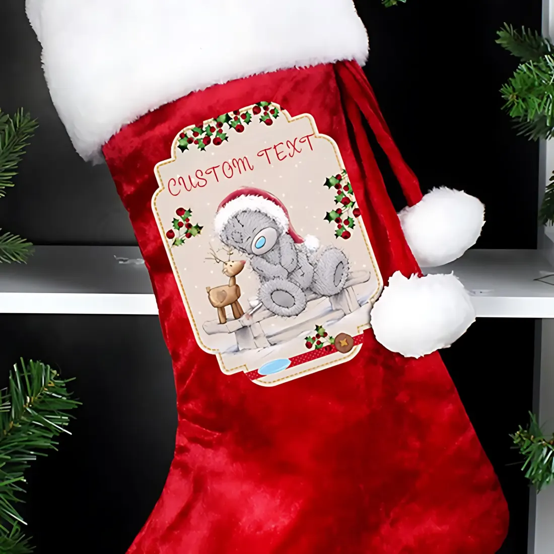 Personalised Christmas Stocking, Me to You Teddy Reindeer Red Gift — photo 2