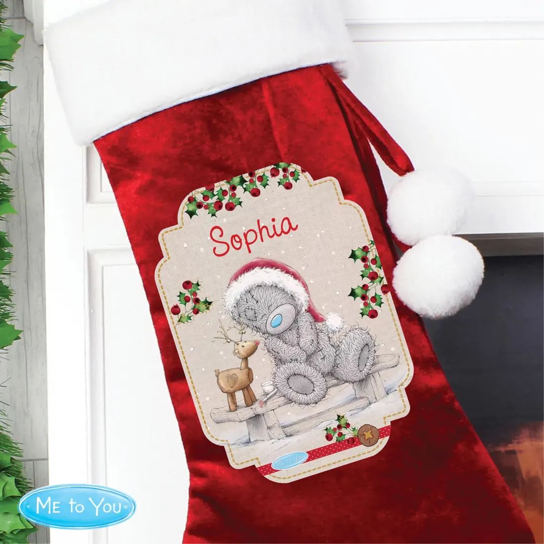 Personalised Christmas Stocking, Me to You Teddy Reindeer Red Gift — photo 5