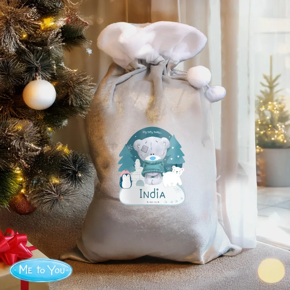Personalised Christmas Sack, Tiny Tatty Teddy Winter Explorer Gift Bag