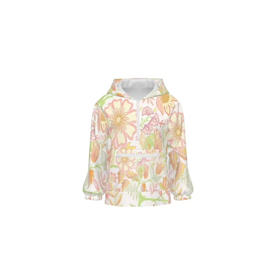 Girls' Double-Layer Hood Half-Zip Hoodie