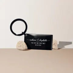 Personalized Anniversary Keychain: Engraved "The Day We First Met" Couples Name Date Gift thumbnail 1