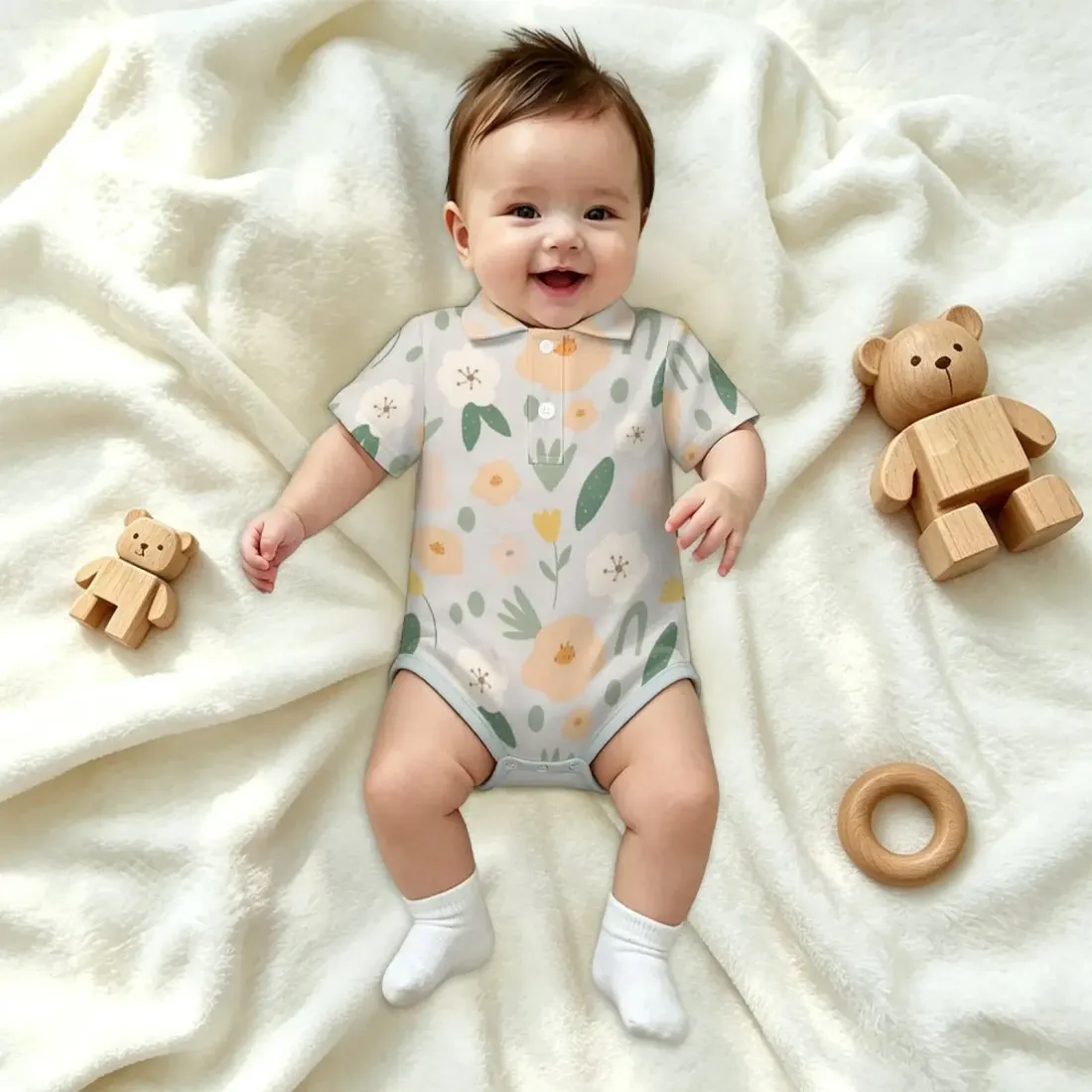 Baby Short Sleeve Polo Romper