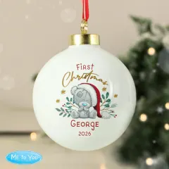 Personalised First Christmas Bauble, Tiny Tatty Teddy Name Ornament thumbnail 3