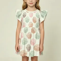Little Girls' Ruffle Sleeve Crew-Neck Dress thumbnail 1