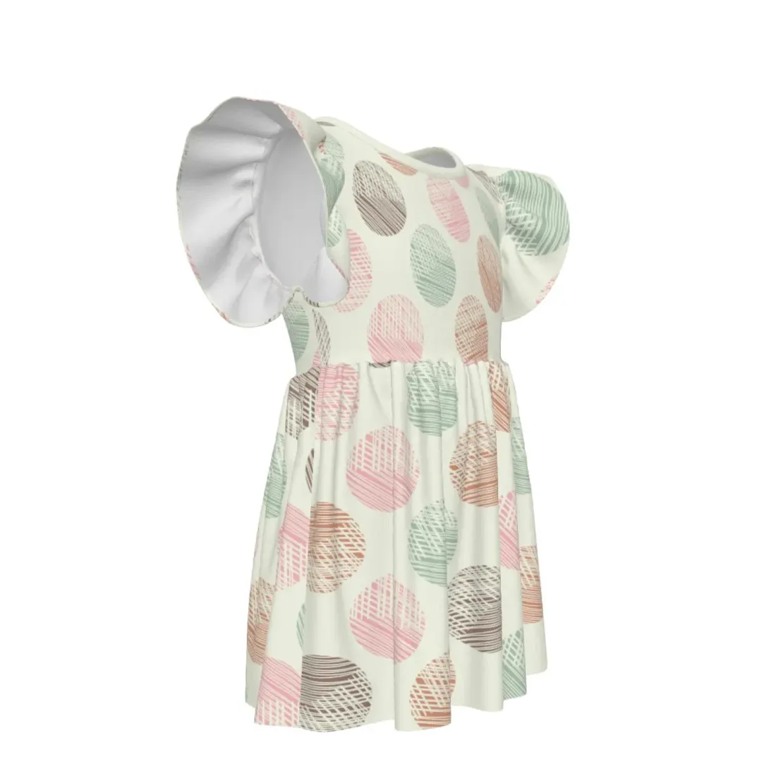 Little Girls' Ruffle Sleeve Crew-Neck Dress — photo 3