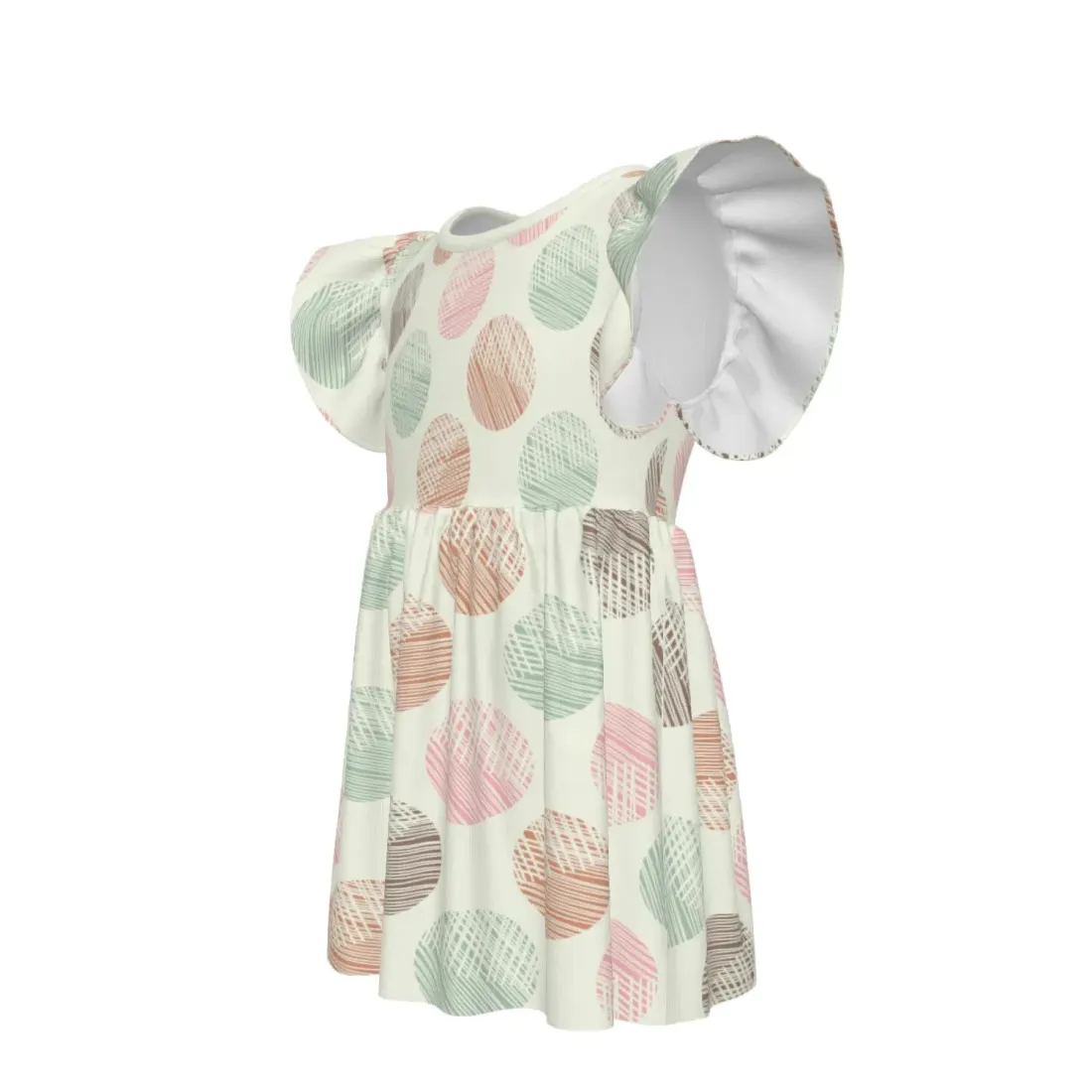 Little Girls' Ruffle Sleeve Crew-Neck Dress — photo 4
