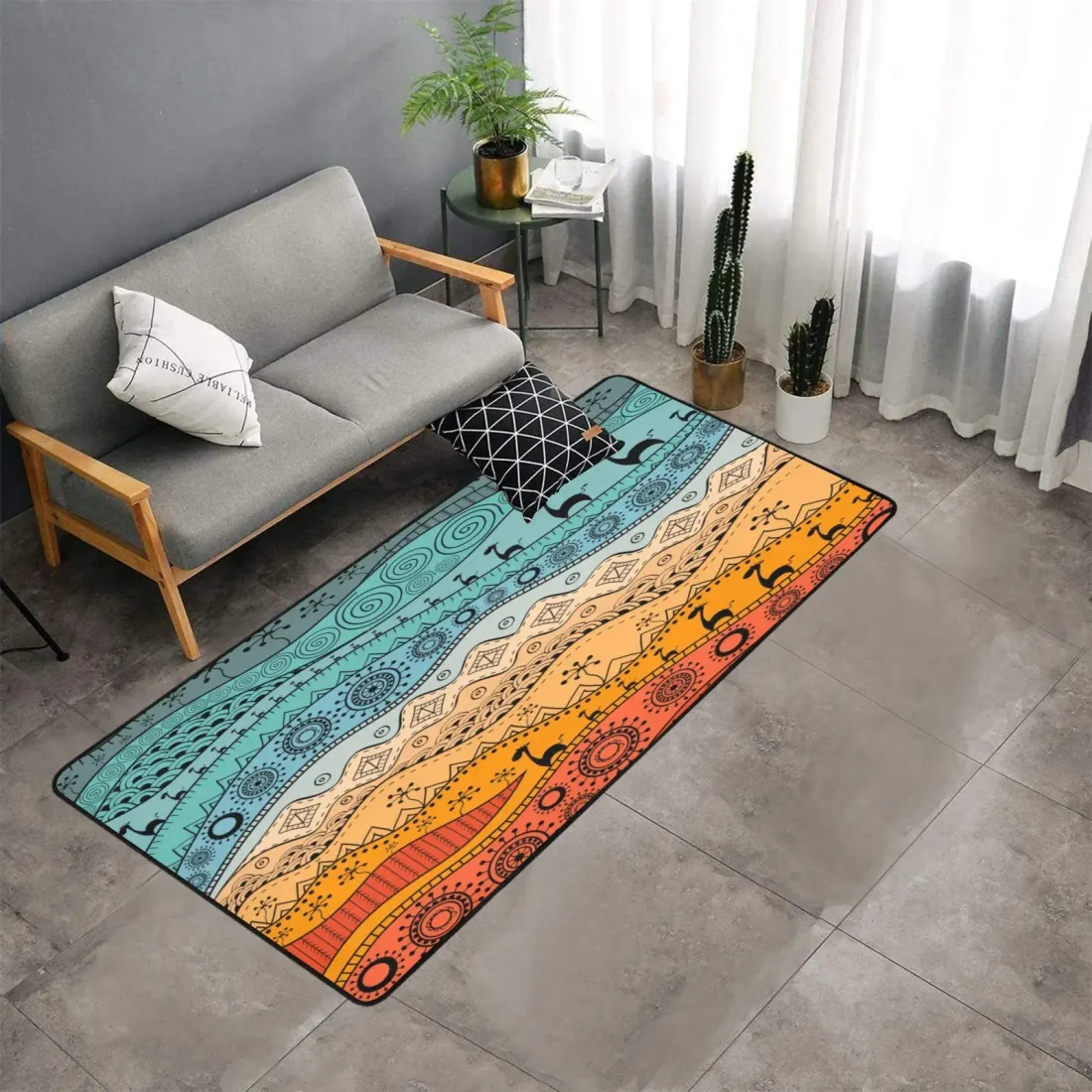 Area Rug with Black Binding 7'x3'3''