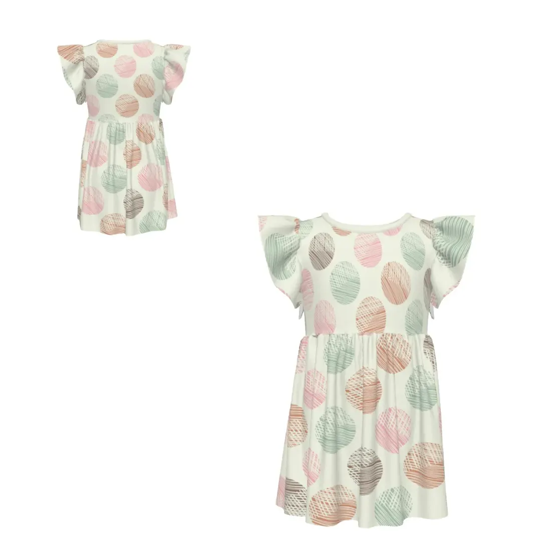 Little Girls' Ruffle Sleeve Crew-Neck Dress — photo 6