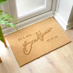 Personalised Couples Indoor Doormat, Custom Family Name Coir Mat, New Home Entrance Décor thumbnail 6